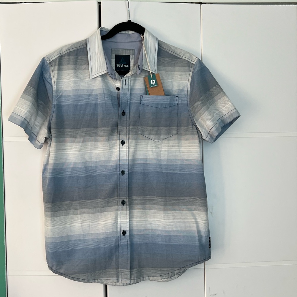 NWT Prana Men's Blue and Gray Gradient Shirt